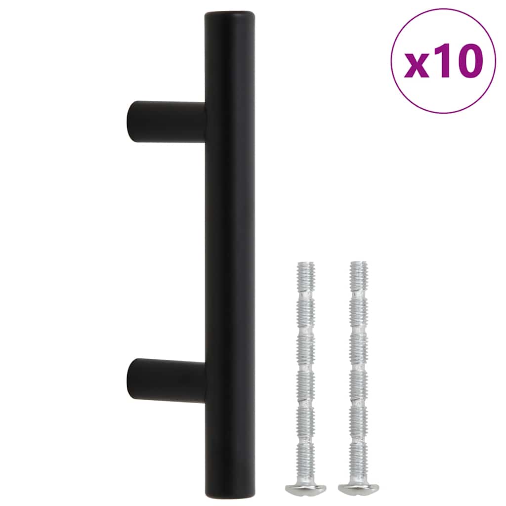 Cabinet Handles 10 pcs Black 64 mm Stainless Steel