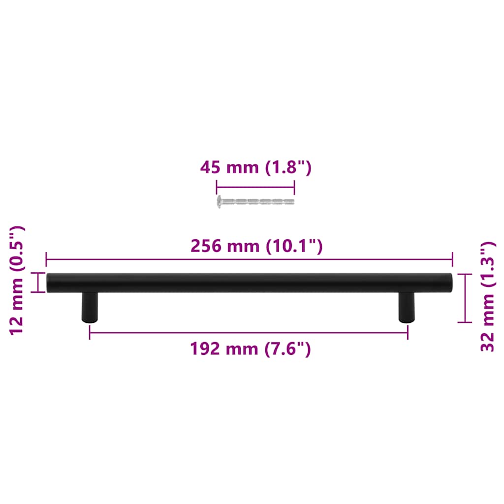 Cabinet Handles 5 pcs Black 192 mm Stainless Steel