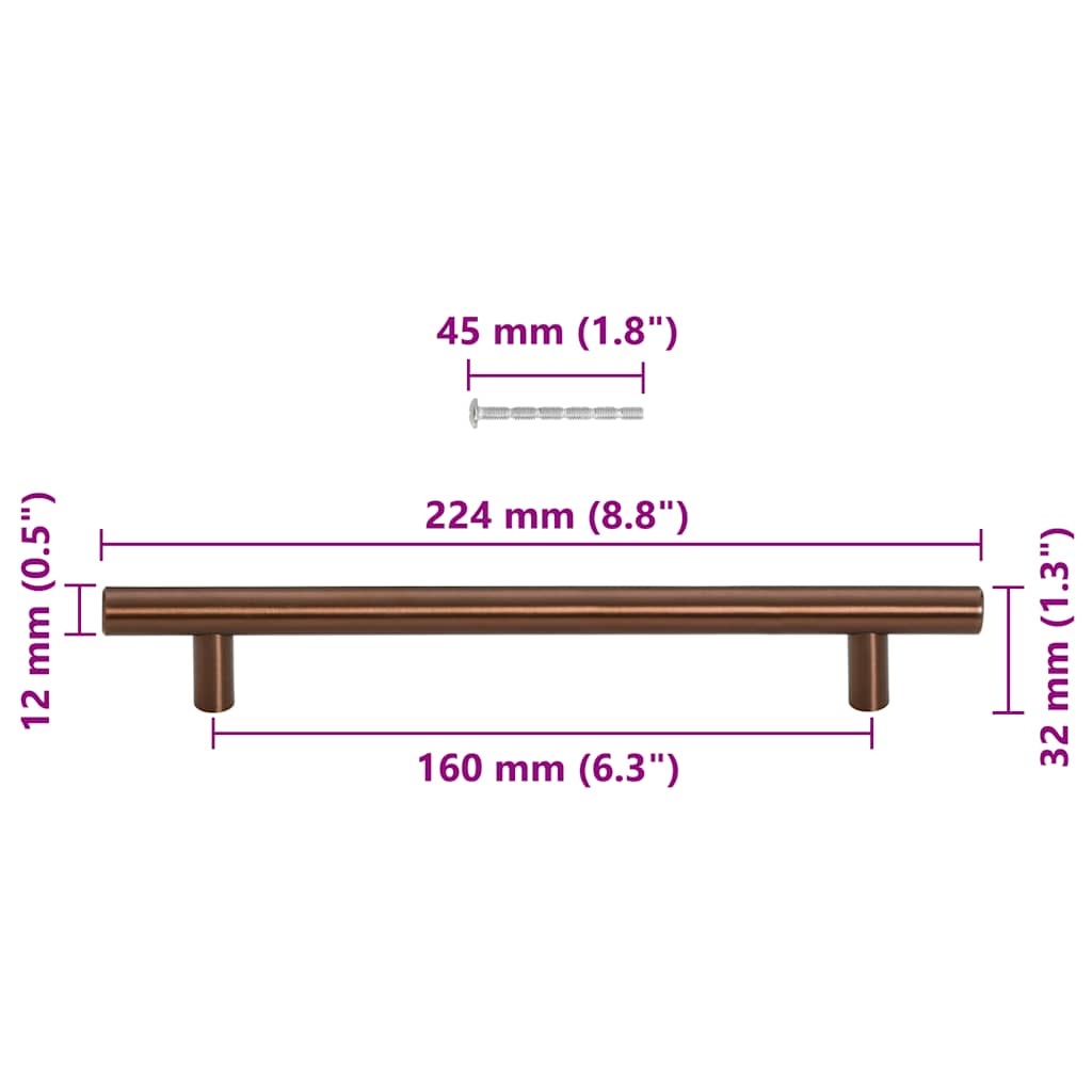 Cabinet Handles 10 pcs Bronze 160 mm Stainless Steel