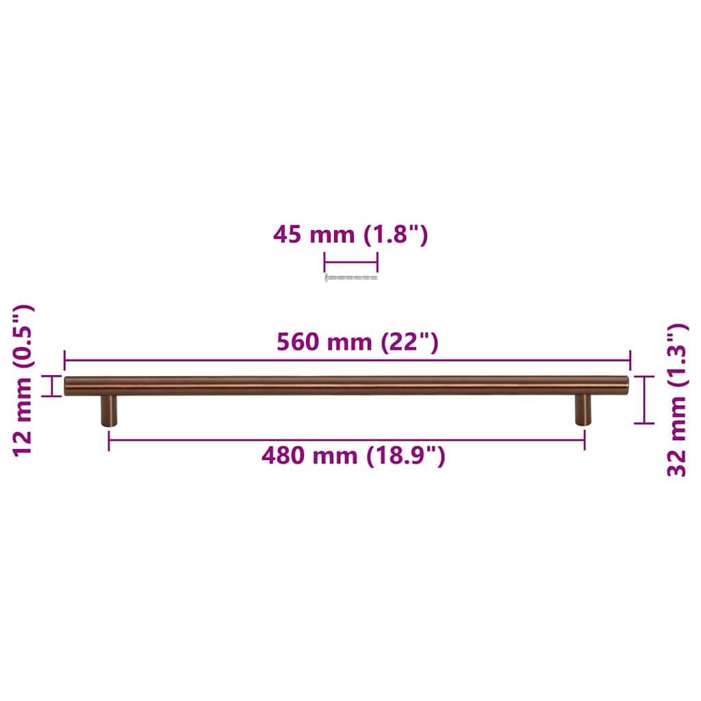 Cabinet Handles 5 pcs Bronze 480 mm Stainless Steel