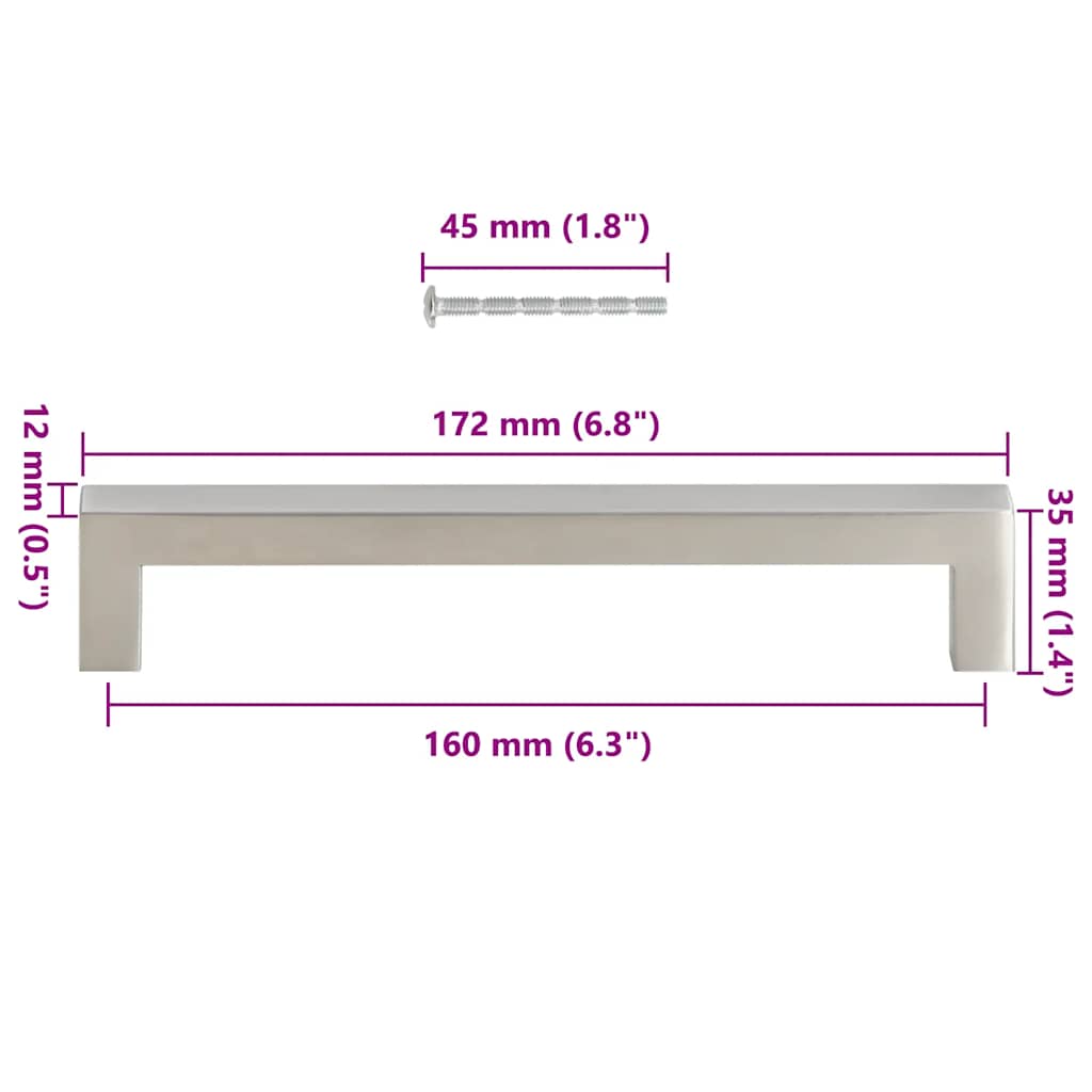 Cabinet Handles 10 pcs Silver 160 mm Stainless Steel