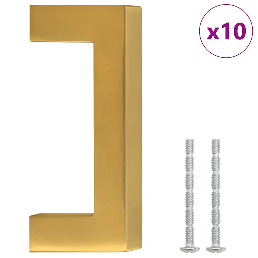 Cabinet Handles 10 pcs Gold 64 mm Stainless Steel