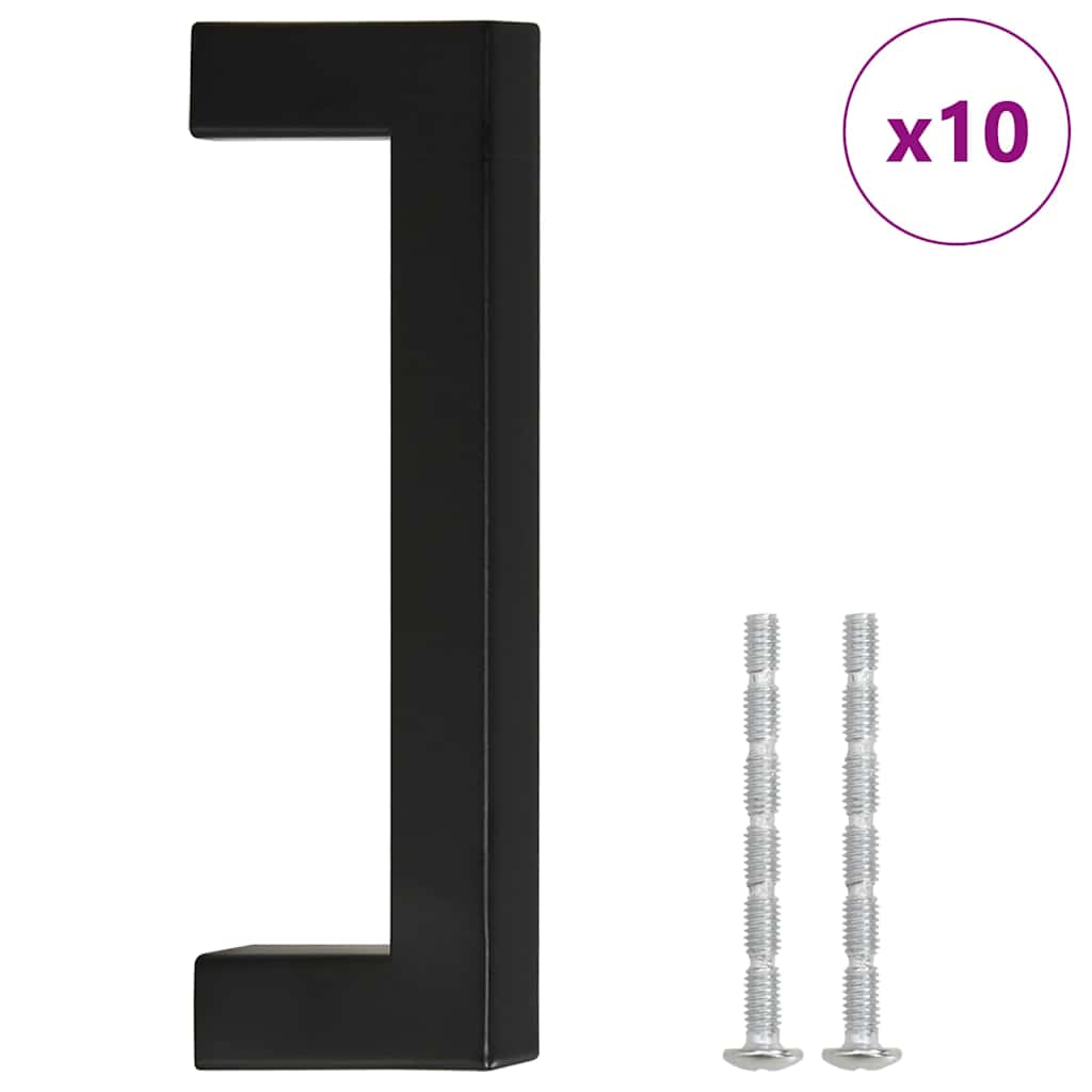 Cabinet Handles 10 pcs Black 96 mm Stainless Steel