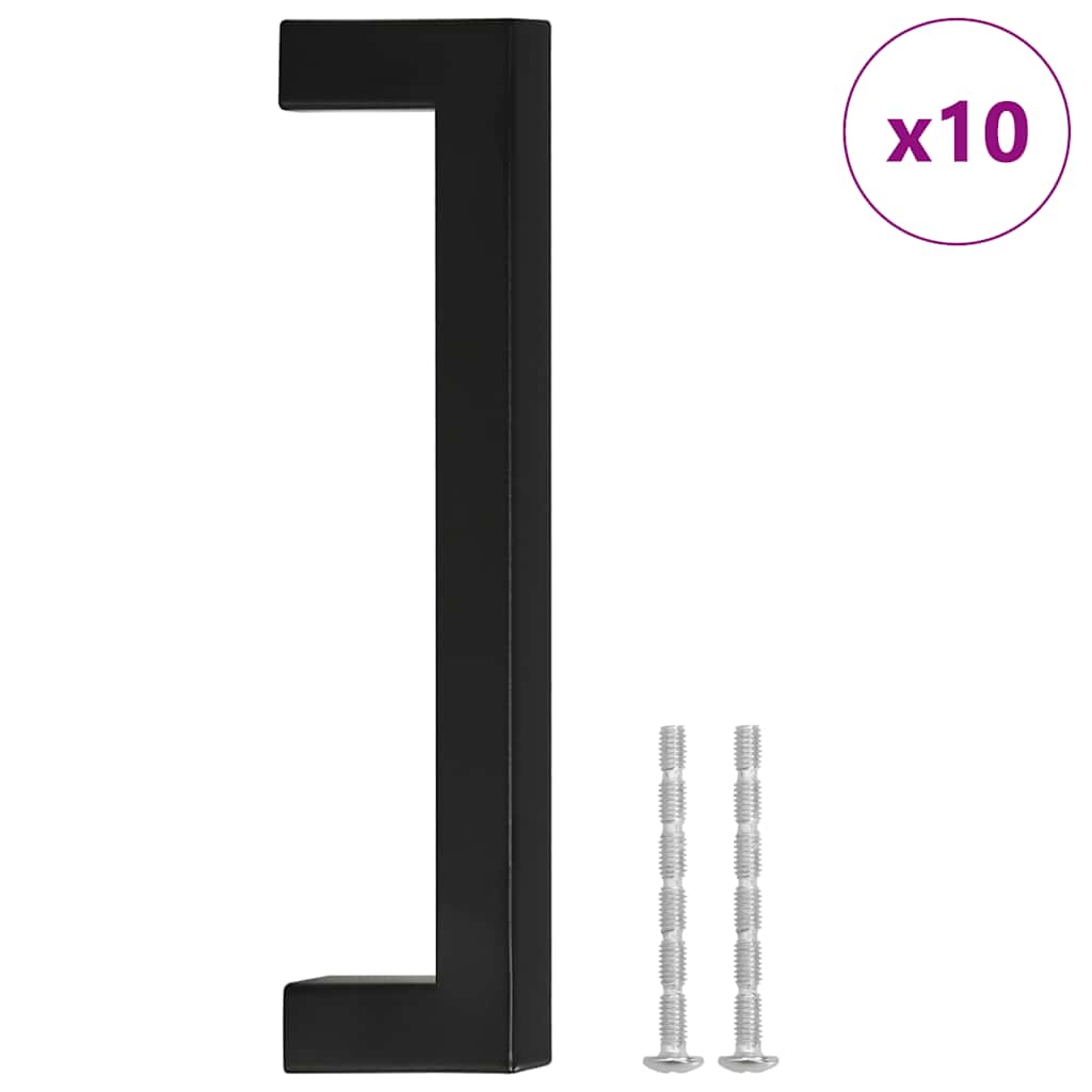 Cabinet Handles 10 pcs Black 128 mm Stainless Steel