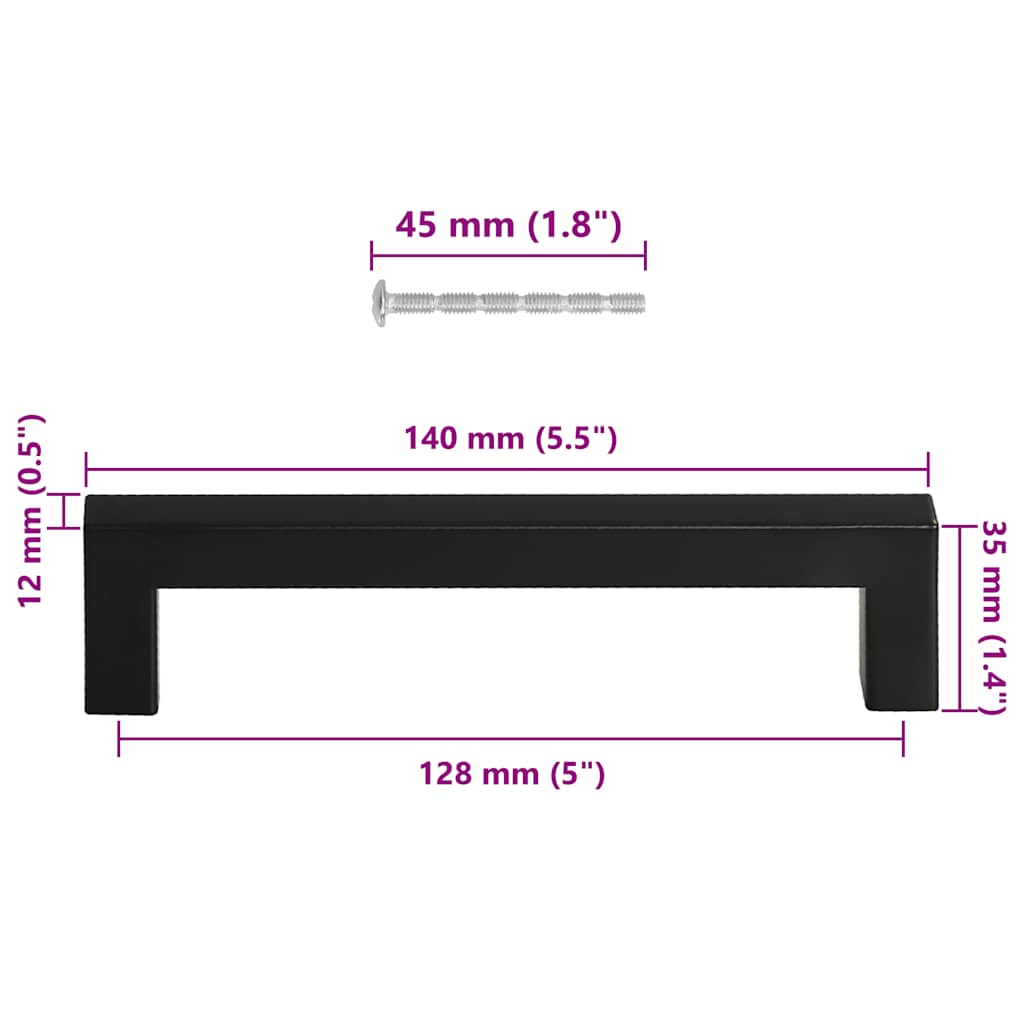 Cabinet Handles 10 pcs Black 128 mm Stainless Steel