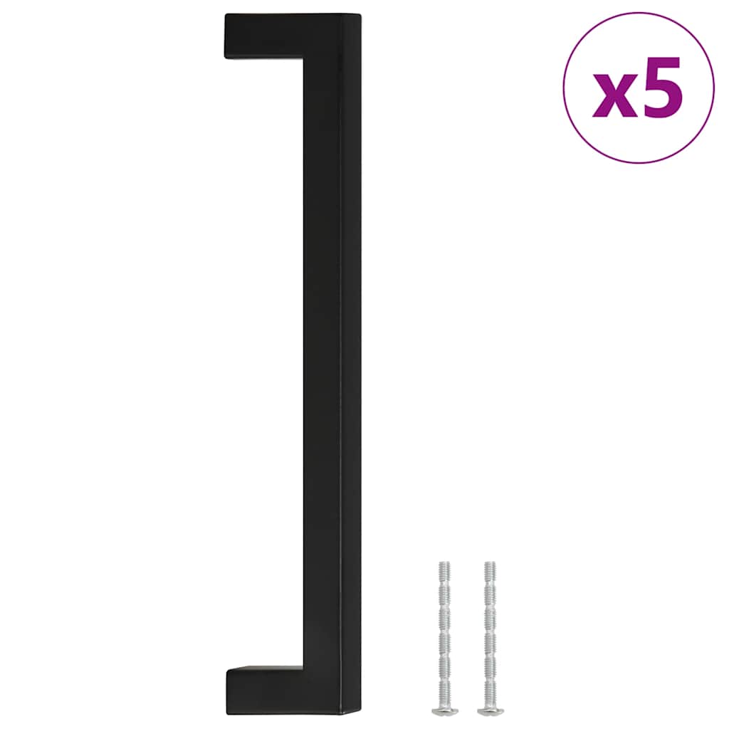 Cabinet Handles 5 pcs Black 192 mm Stainless Steel
