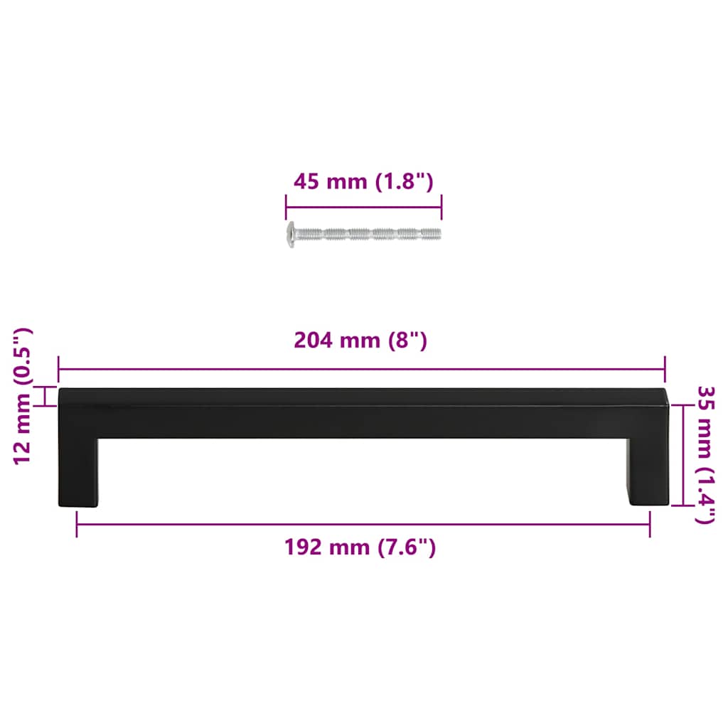 Cabinet Handles 5 pcs Black 192 mm Stainless Steel