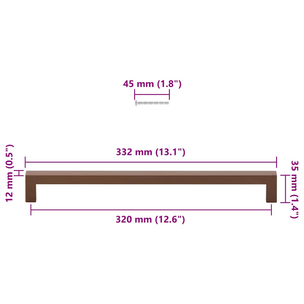 Cabinet Handles 5 pcs Bronze 320 mm Stainless Steel