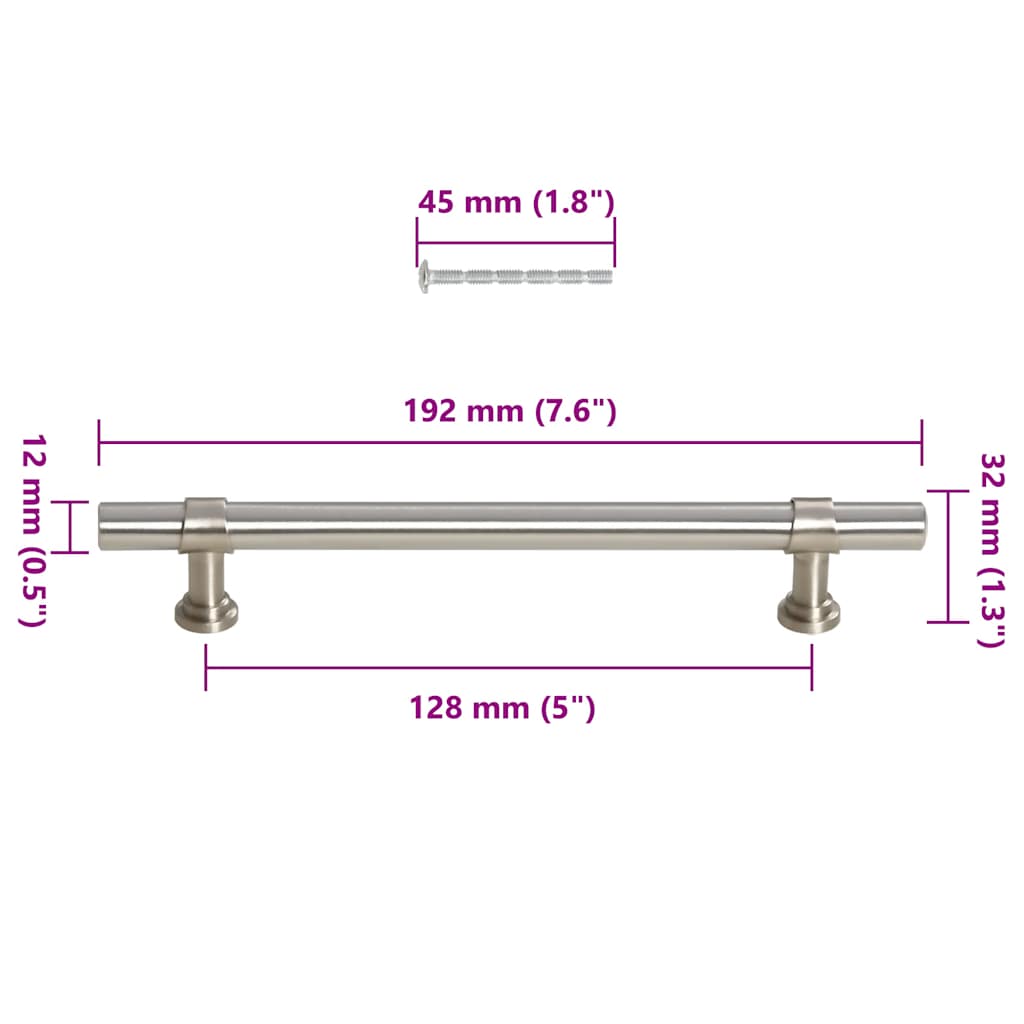 Cabinet Handles 10 pcs Silver 128 mm Stainless Steel