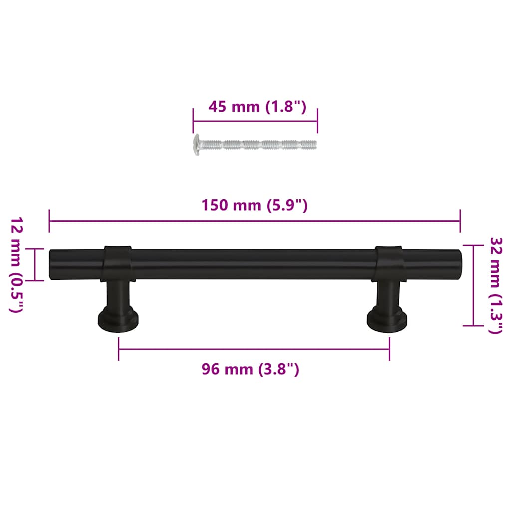 Cabinet Handles 10 pcs Black 96 mm Stainless Steel