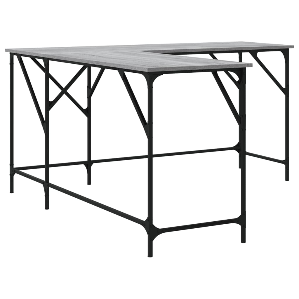 Desk Grey Sonoma 149x149x75 cm Engineered Wood