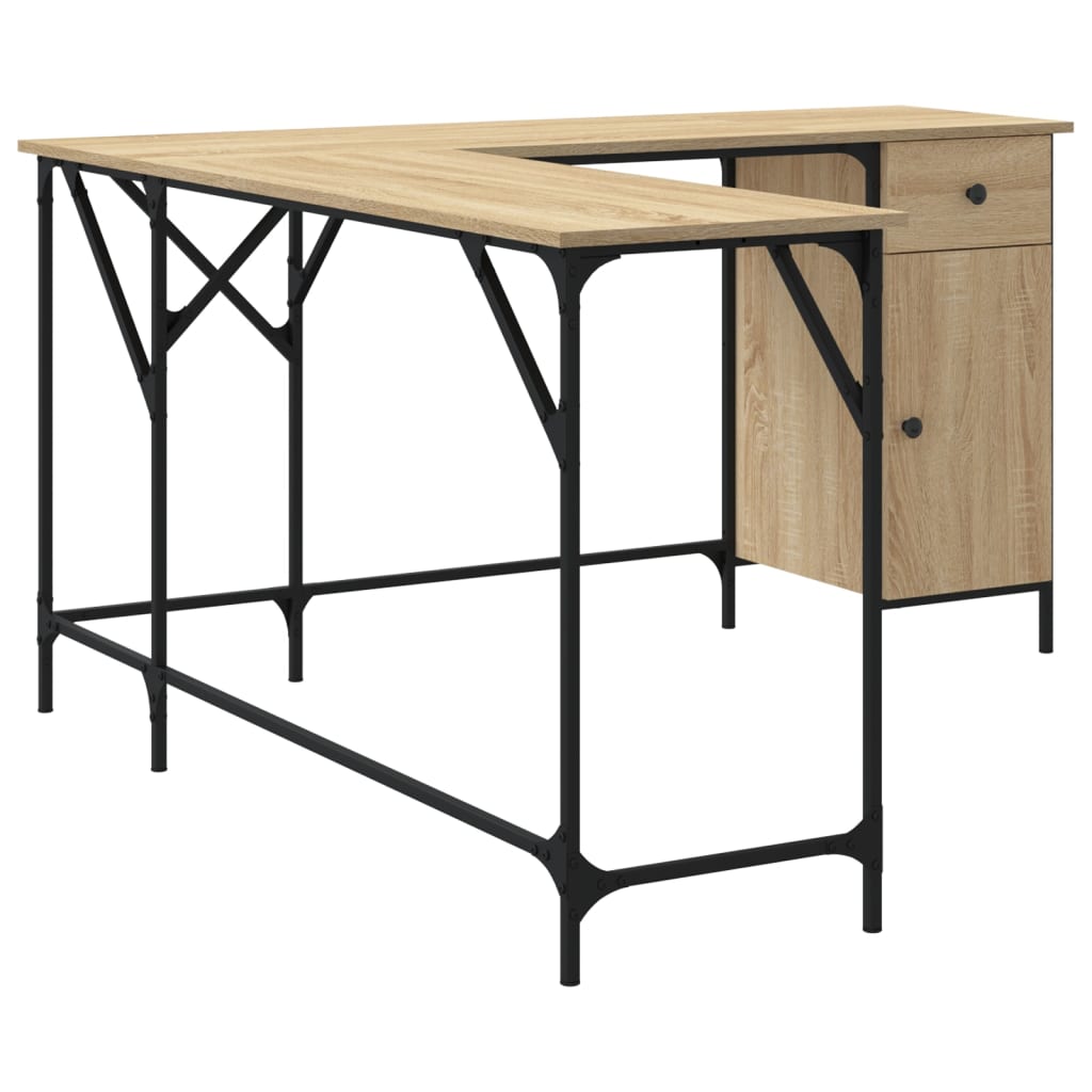 Desk Sonoma Oak 141x141x75 cm Engineered Wood