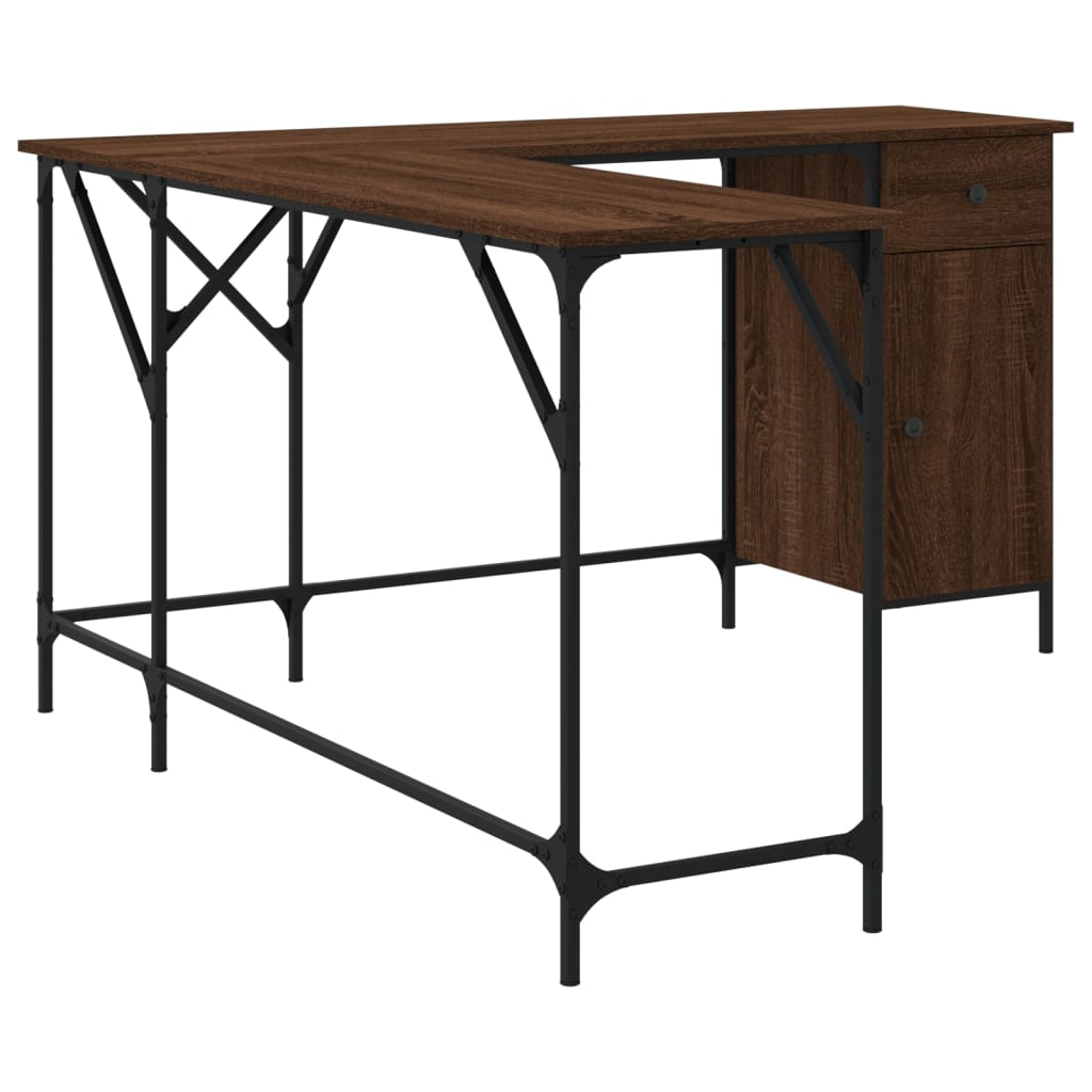 Desk Brown Oak 141x141x75 cm Engineered Wood