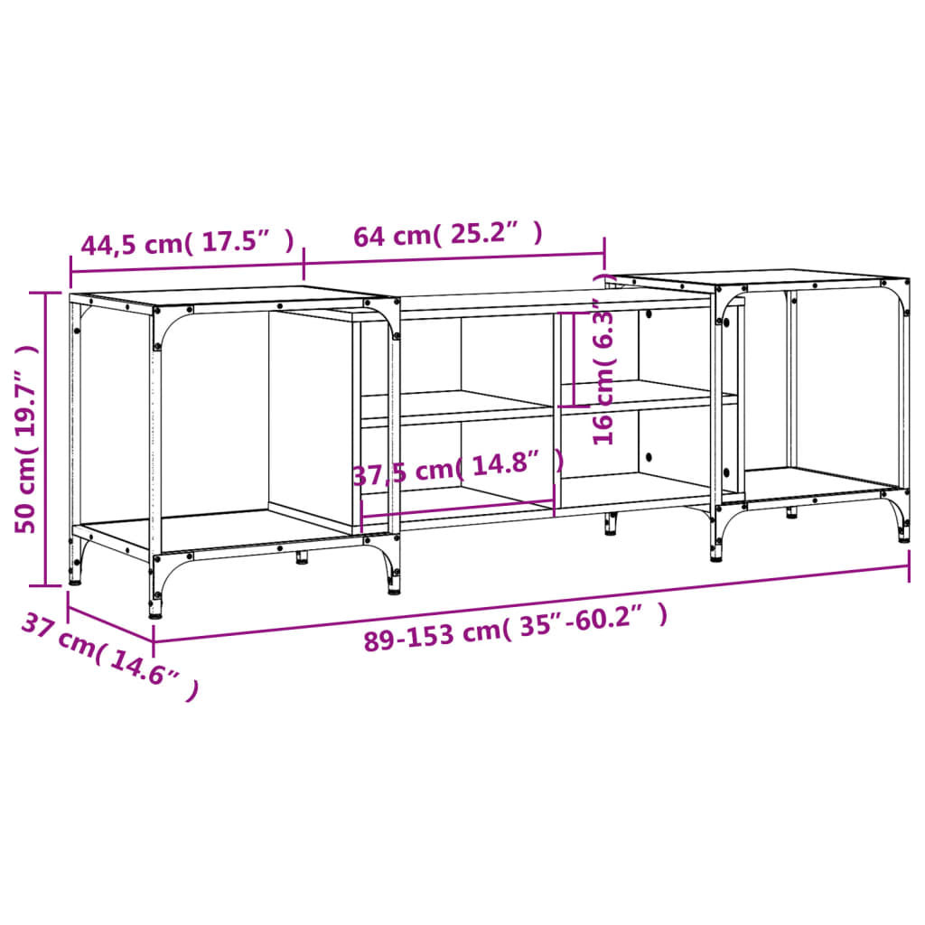 TV Cabinet Smoked Oak 153x37x50 cm Engineered Wood
