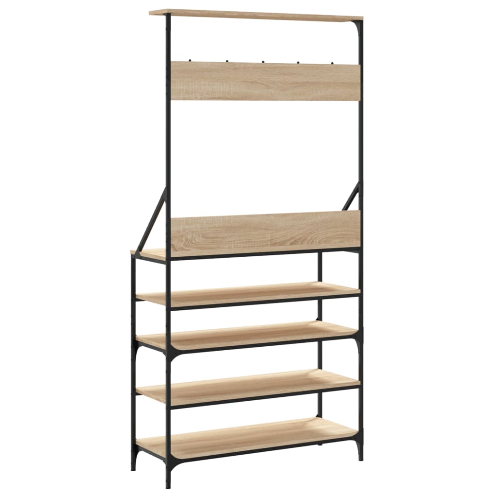 Clothes Rack with Shoe Storage Sonoma Oak 90x34x184 cm