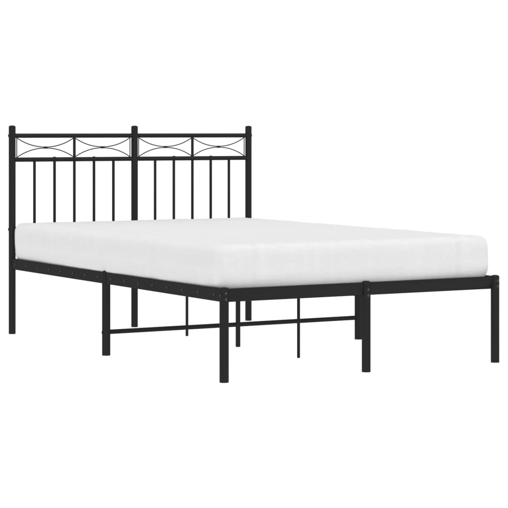 Metal Bed Frame without Mattress with Headboard Black 120x190cm
