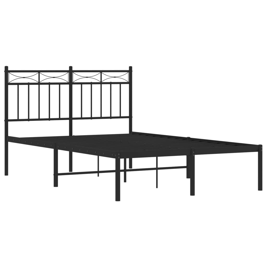 Metal Bed Frame without Mattress with Headboard Black 120x190cm