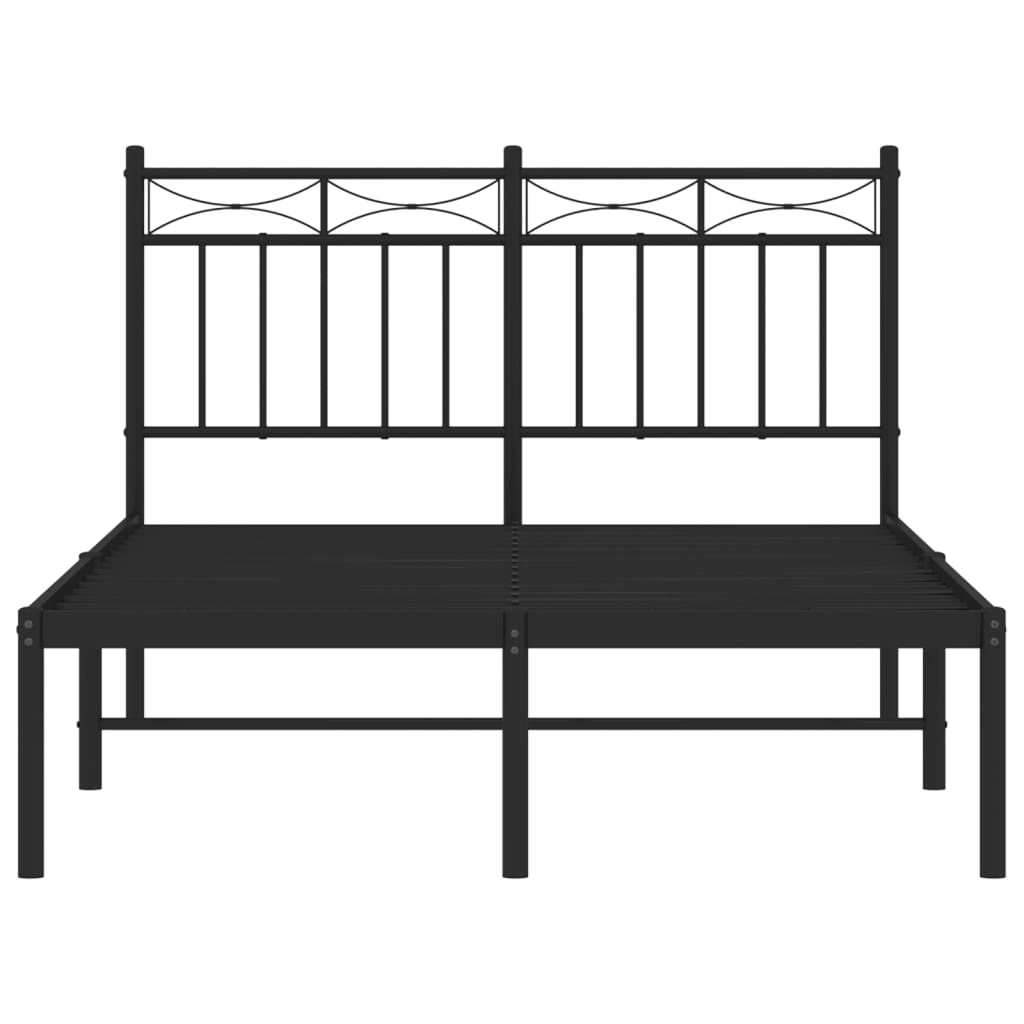 Metal Bed Frame without Mattress with Headboard Black 120x190cm