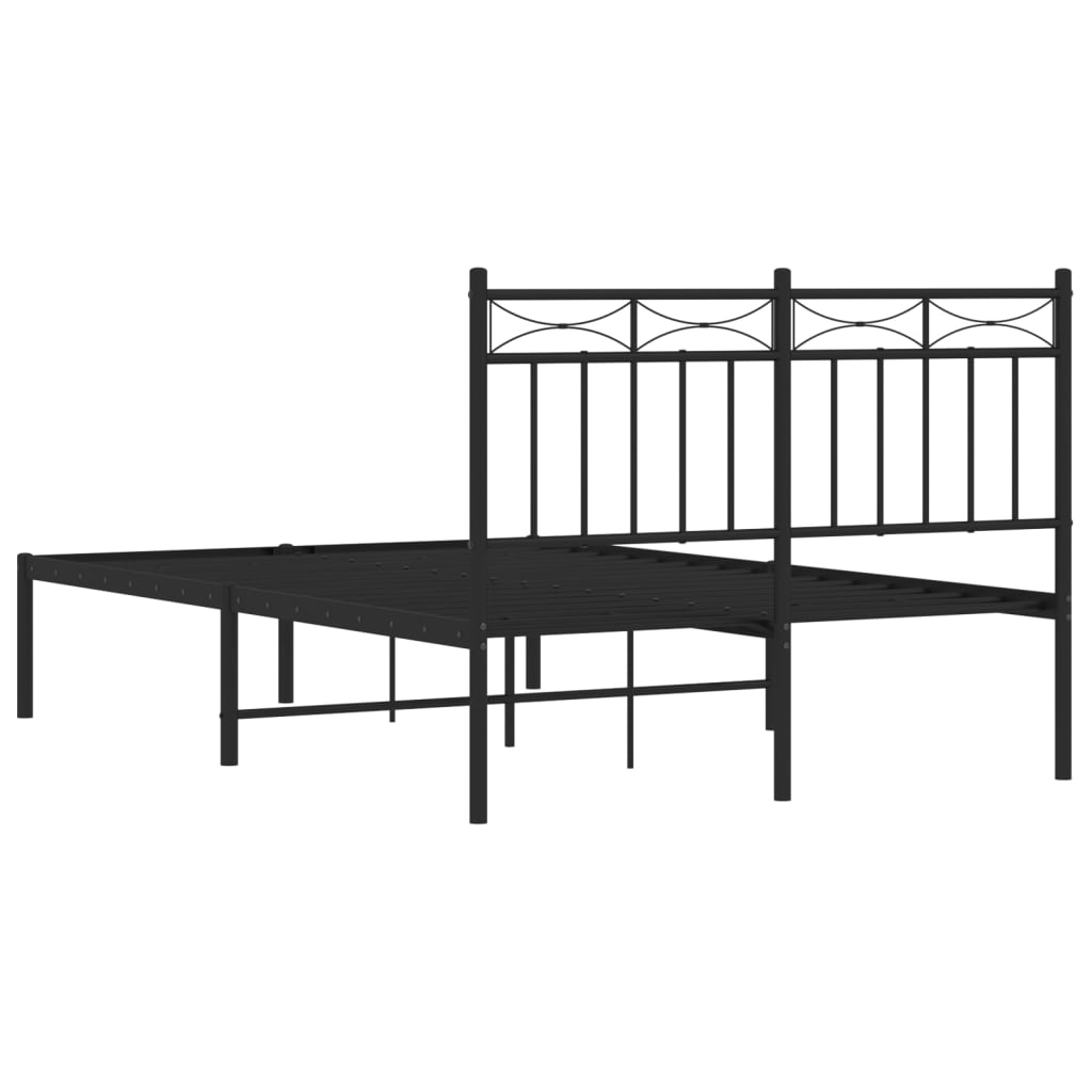 Metal Bed Frame without Mattress with Headboard Black 120x190cm