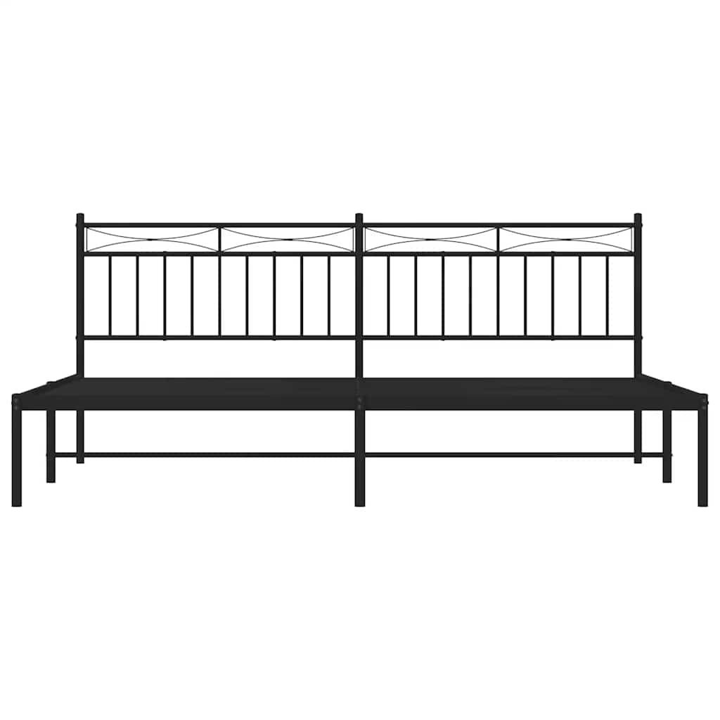 Metal Bed Frame without Mattress with Headboard Black 193x203cm