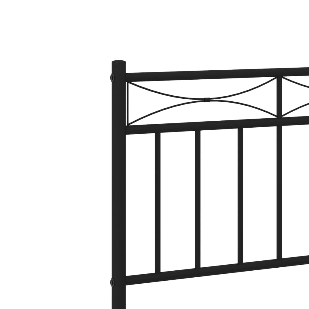 Metal Bed Frame without Mattress with Footboard Black 75x190cm