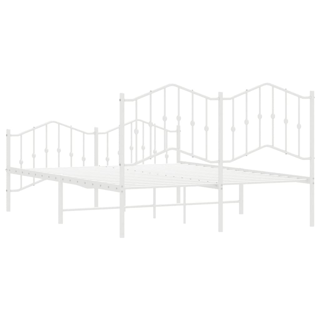 Metal Bed Frame without Mattress with Footboard White 140x190cm