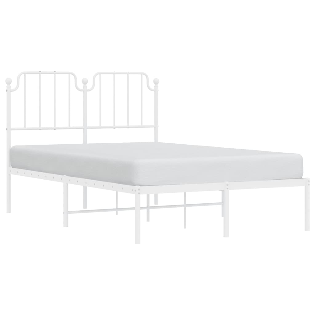 Metal Bed Frame without Mattress with Headboard White 120x200cm