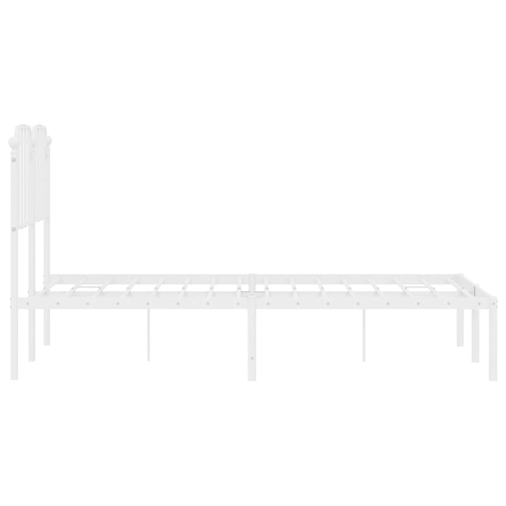 Metal Bed Frame without Mattress with Headboard White 120x200cm