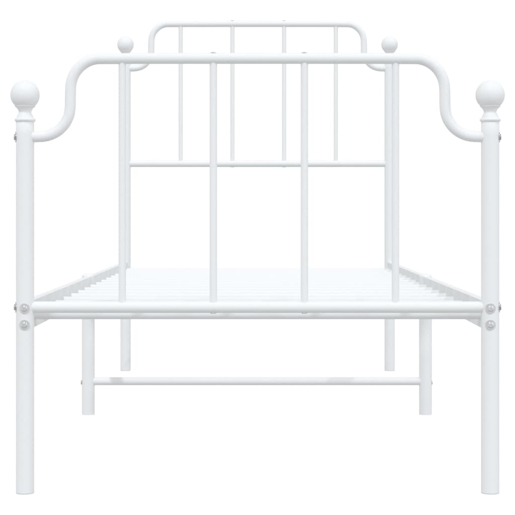 Metal Bed Frame without Mattress with Footboard White 75x190cm