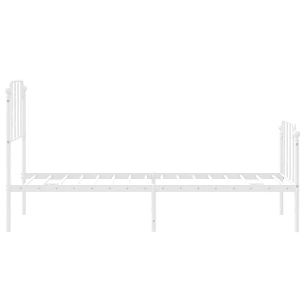 Metal Bed Frame without Mattress with Footboard White 75x190cm