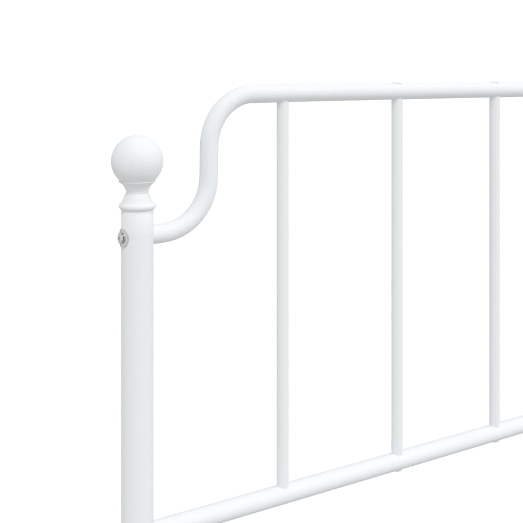 Metal Bed Frame without Mattress with Footboard White 75x190cm