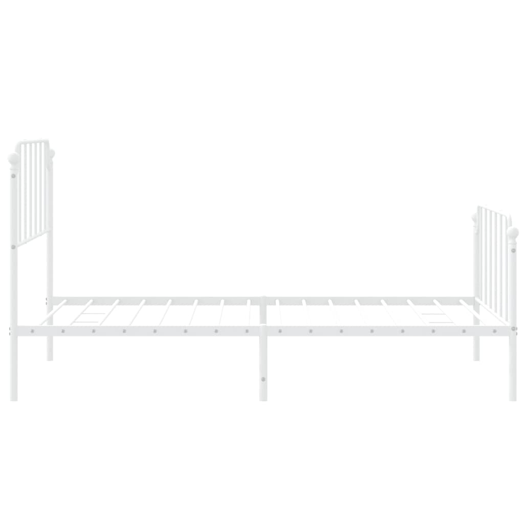 Metal Bed Frame without Mattress with Footboard White 107x203cm