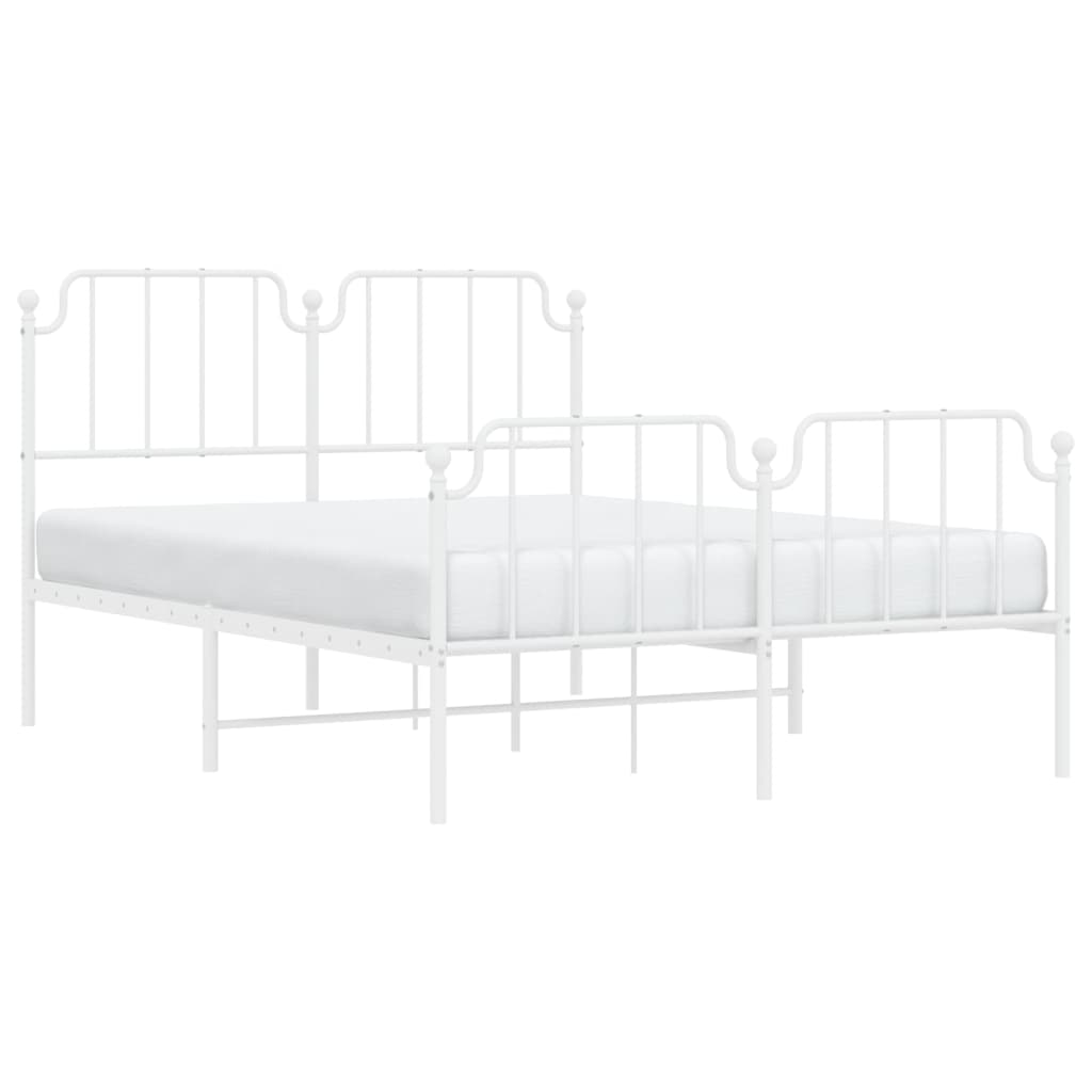 Metal Bed Frame without Mattress with Footboard White 140x200cm