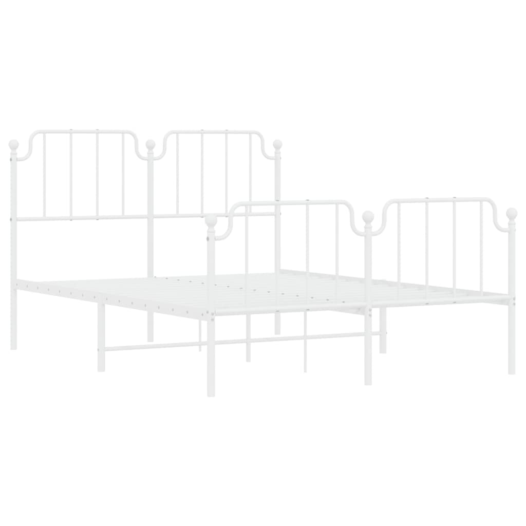 Metal Bed Frame without Mattress with Footboard White 140x200cm