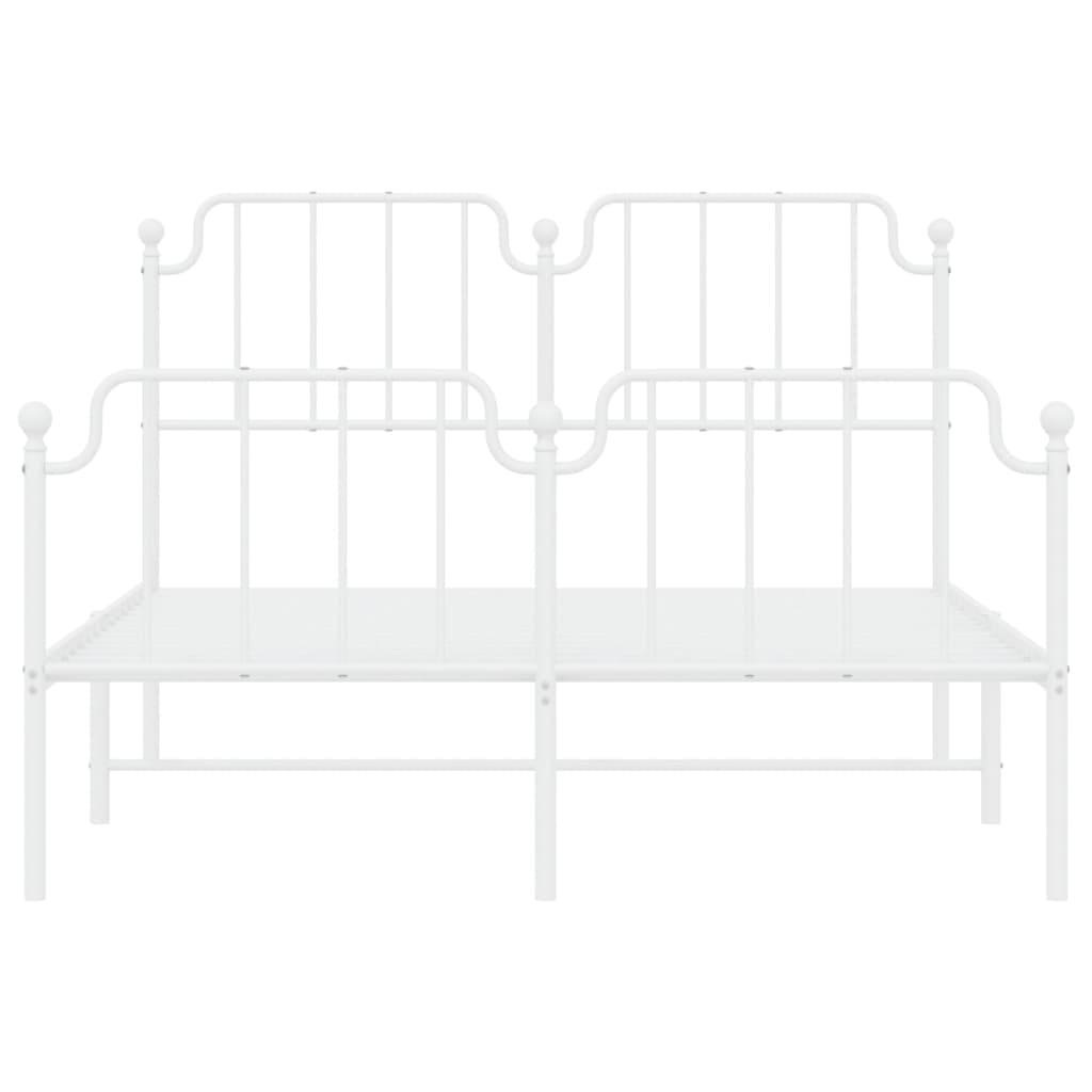 Metal Bed Frame without Mattress with Footboard White 140x200cm