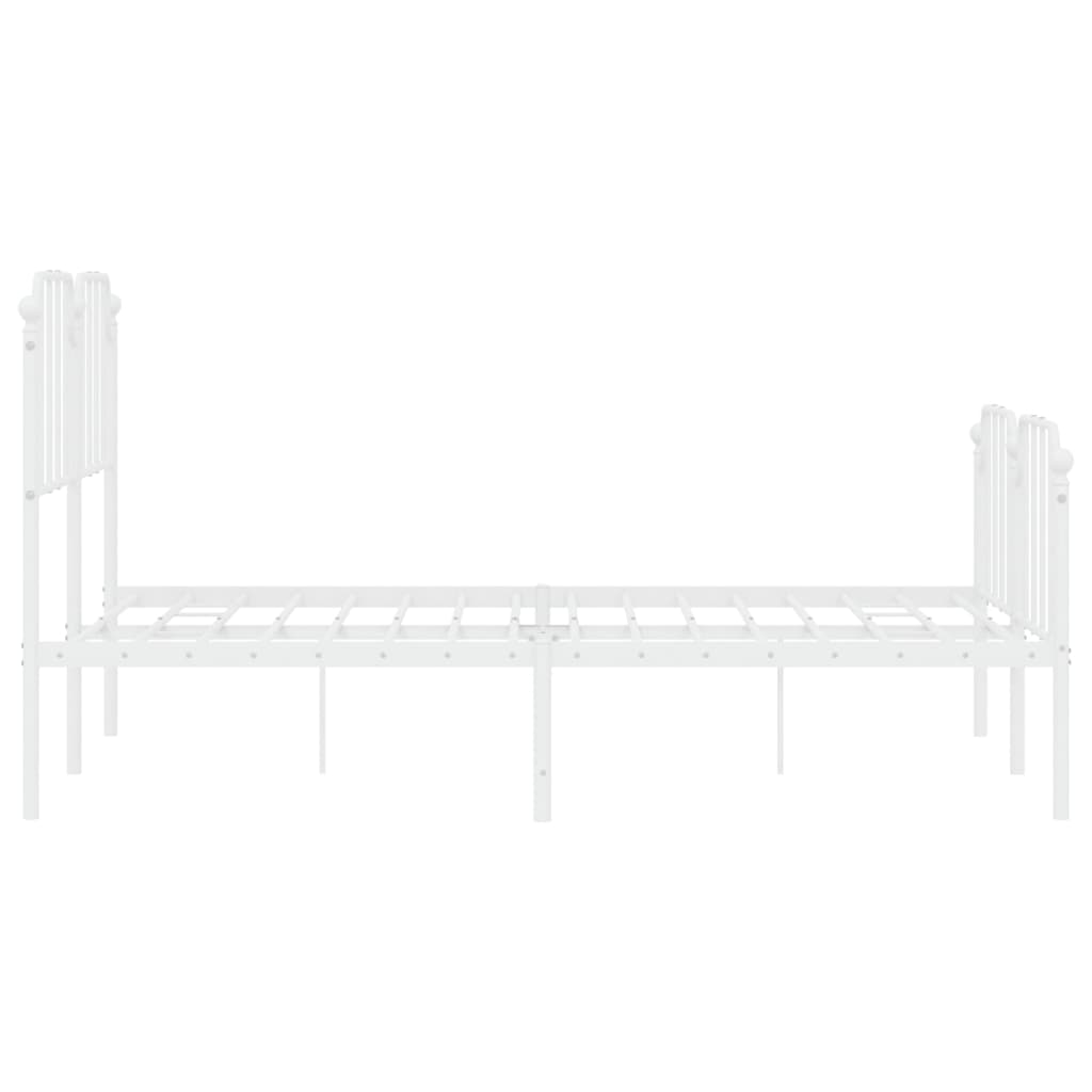 Metal Bed Frame without Mattress with Footboard White 140x200cm