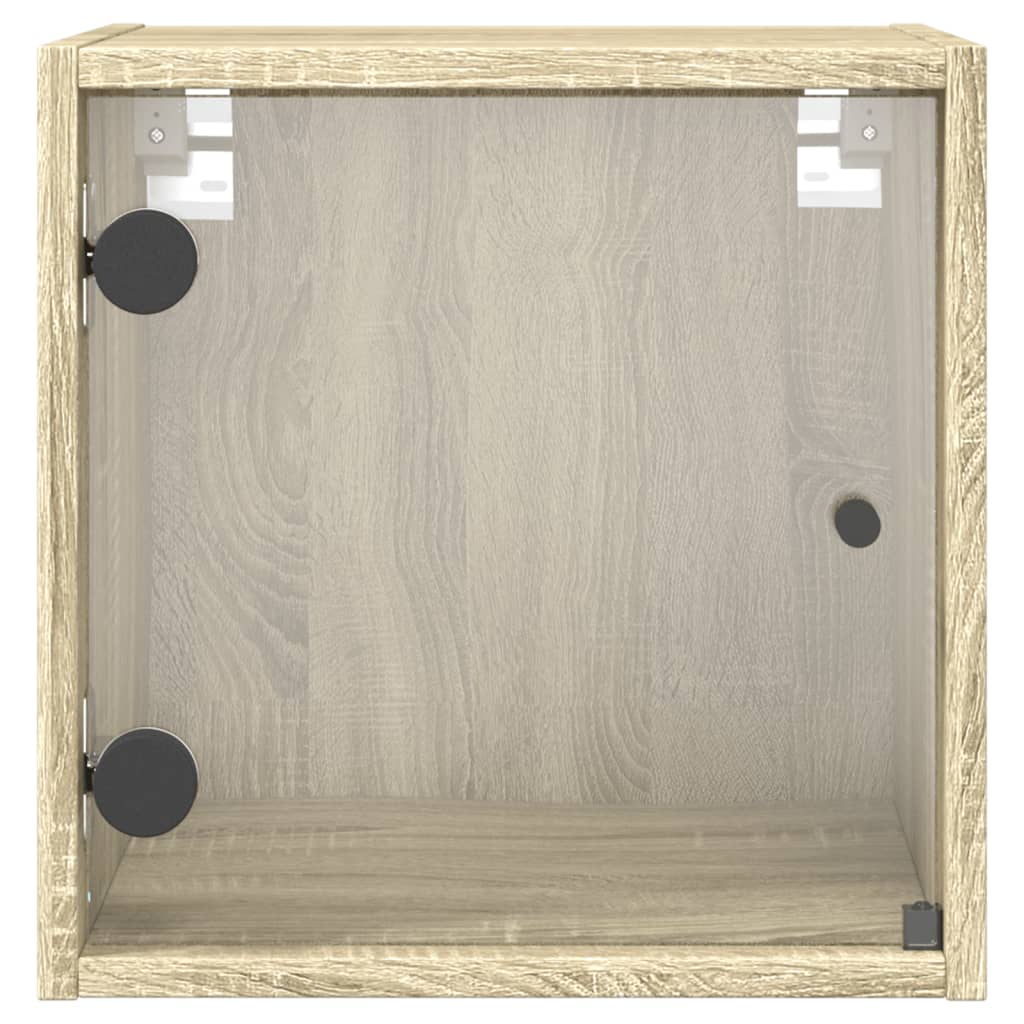 Bedside Cabinets with Glass Doors 2 pcs Sonoma Oak 35x37x35 cm