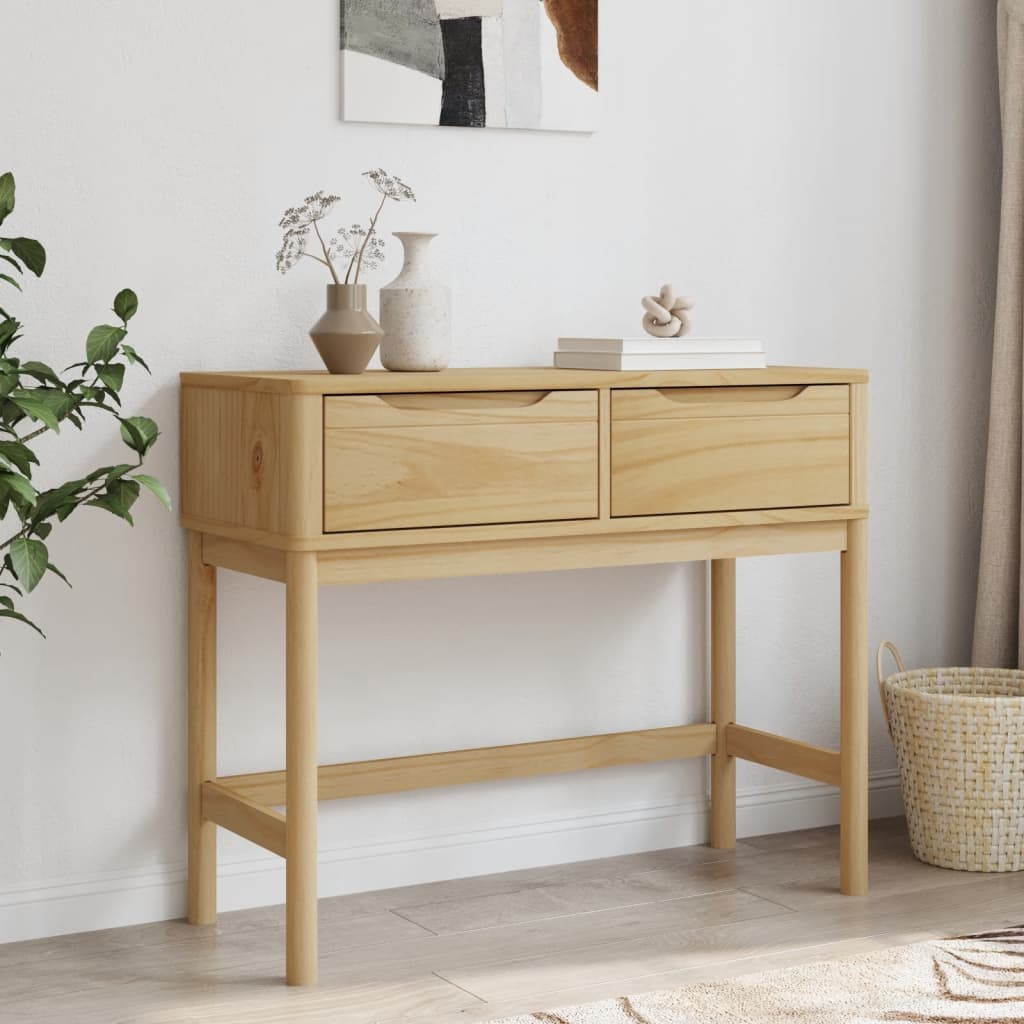 Console Table FLORO Wax Brown 89.5x36.5x73 cm Solid Wood Pine