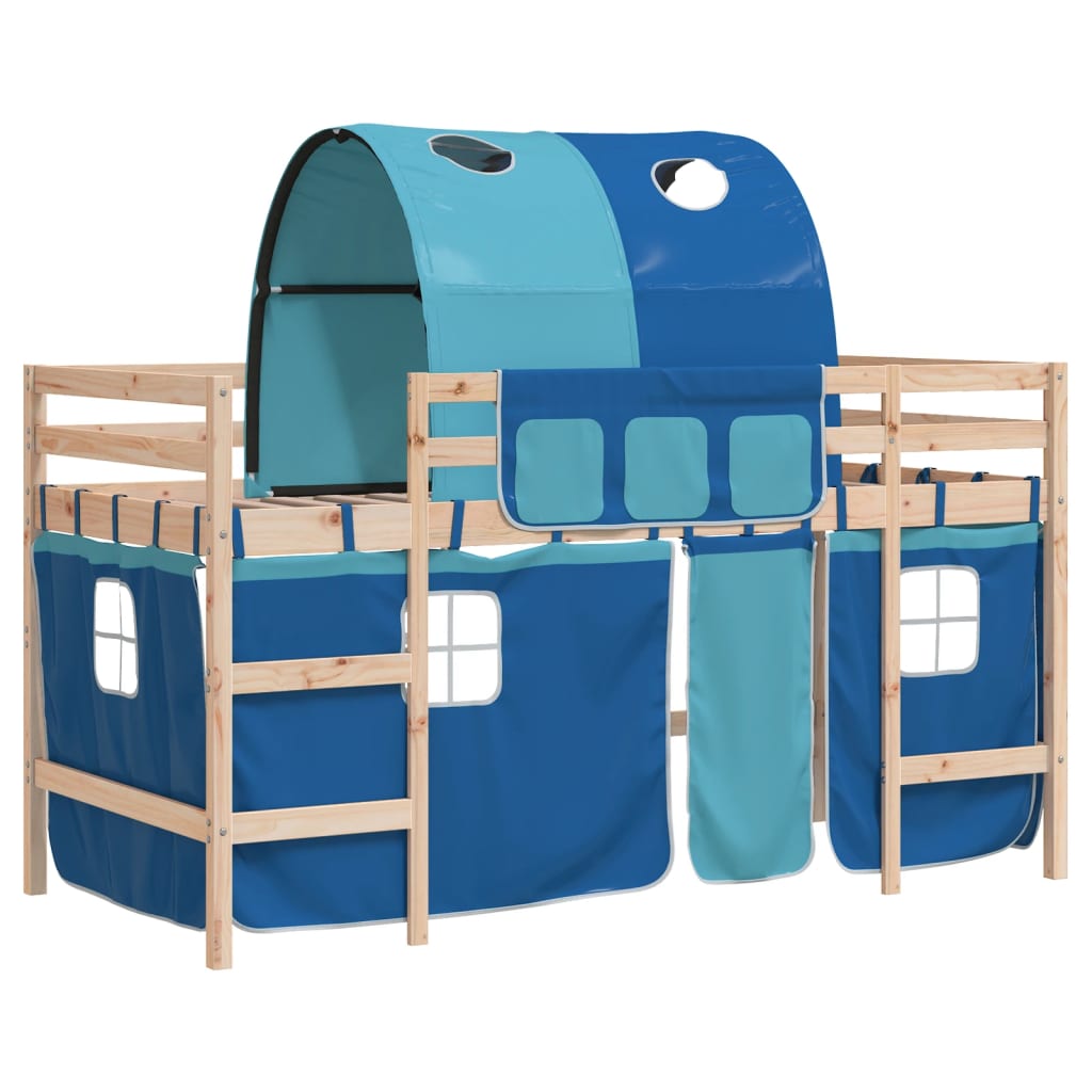 Kids' Loft Bed with Tunnel without Mattress Blue 90x190cm