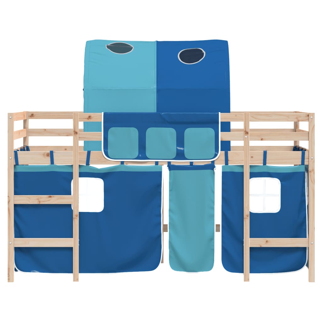 Kids' Loft Bed with Tunnel without Mattress Blue 90x190cm