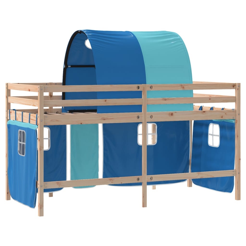 Kids' Loft Bed with Tunnel without Mattress Blue 90x190cm