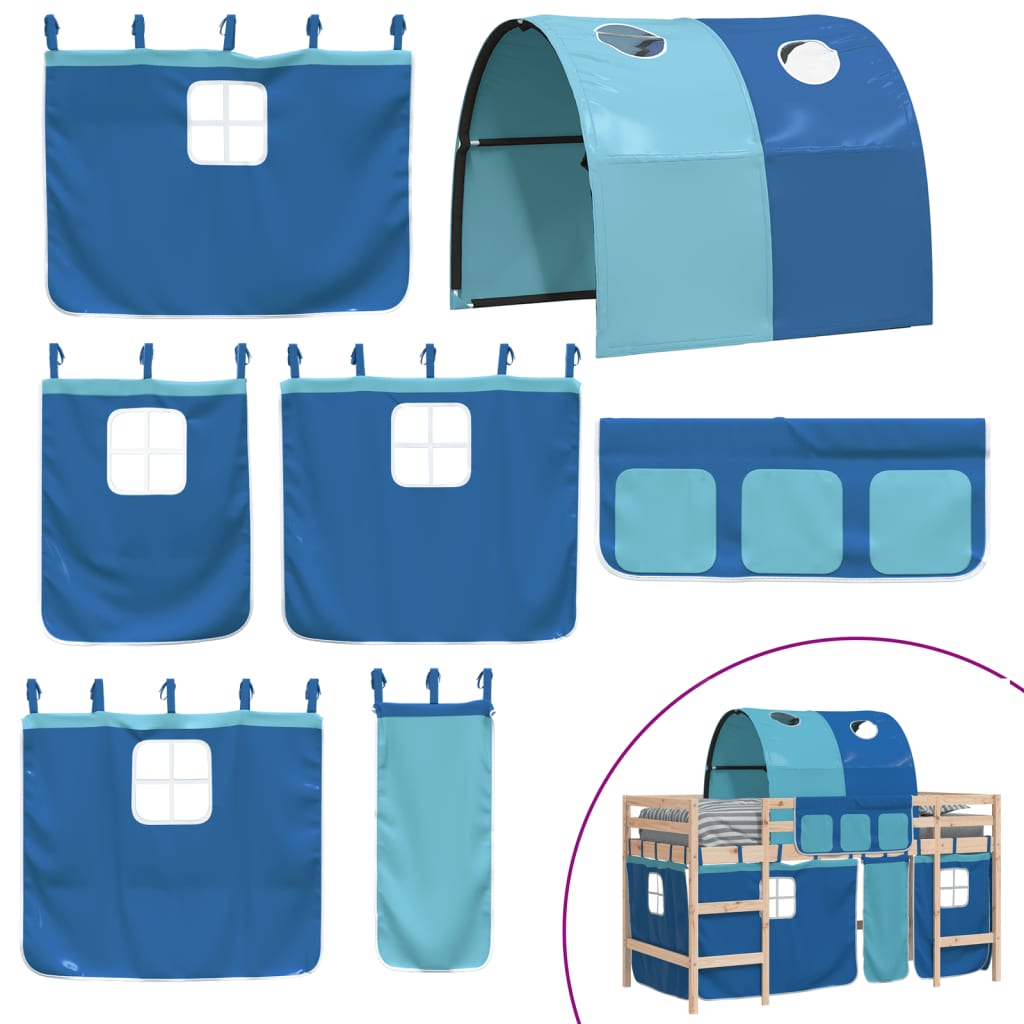 Kids' Loft Bed with Tunnel without Mattress Blue 90x190cm