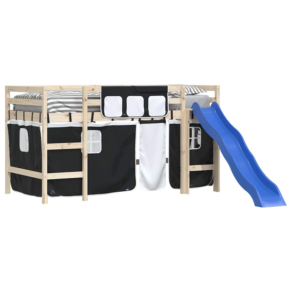 Curtains for Loft Bed White and Black Polyester