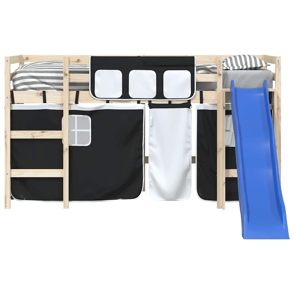 Curtains for Loft Bed White and Black Polyester