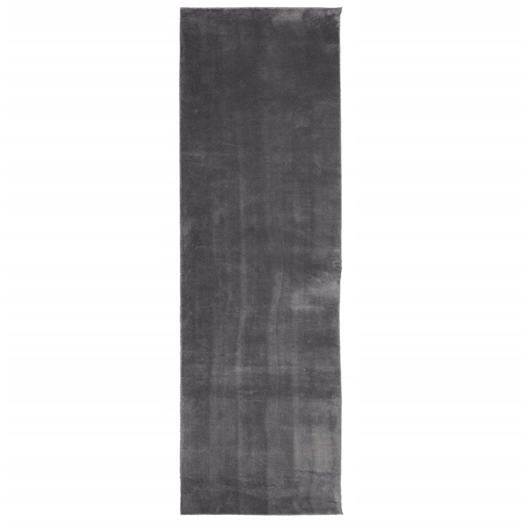 Rug HUARTE Short Pile Soft and Washable Anthracite 80x250 cm