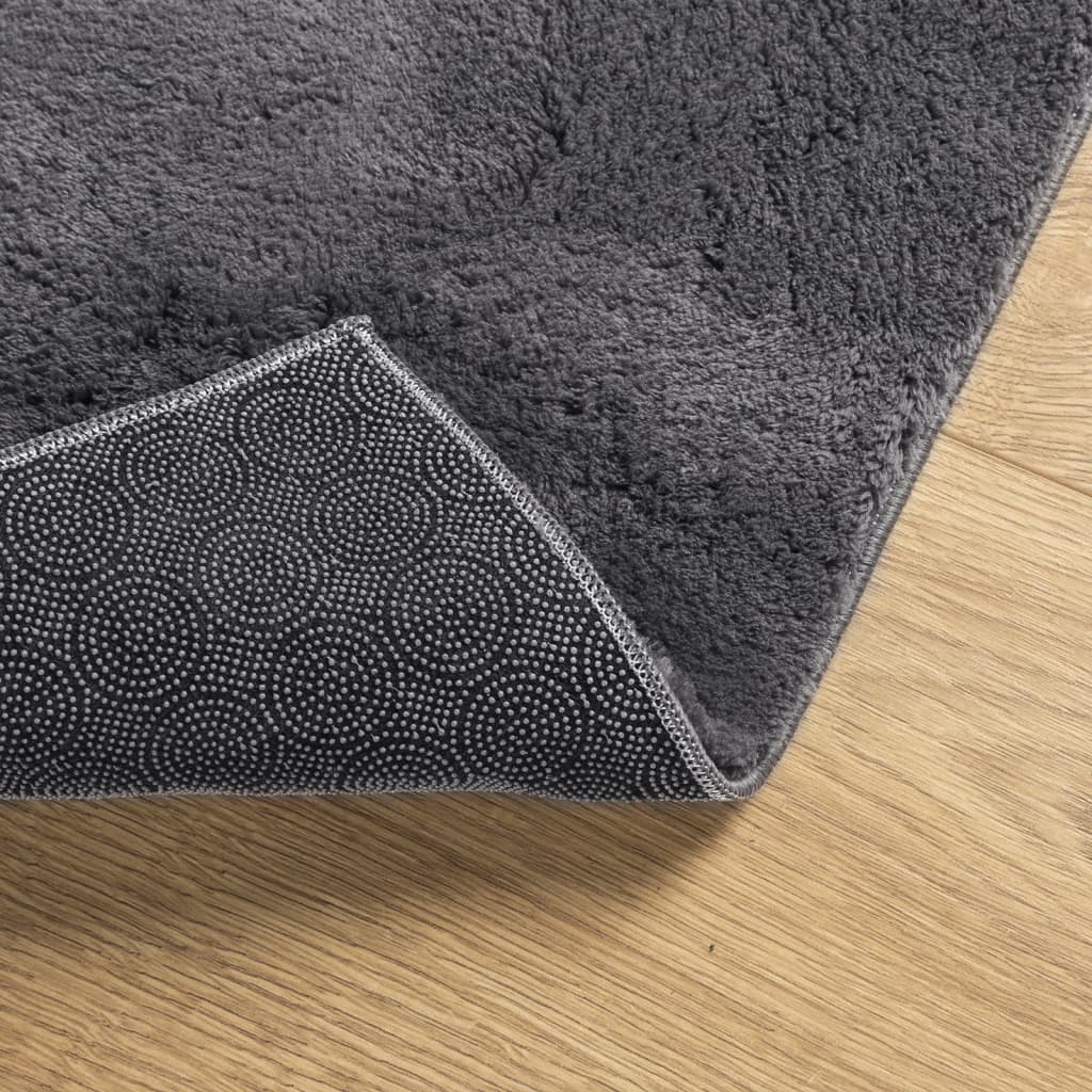 Rug HUARTE Short Pile Soft and Washable Anthracite 80x250 cm