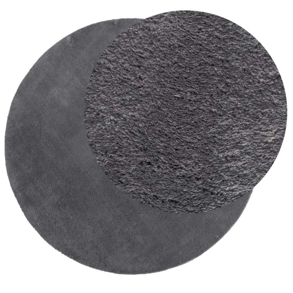 Rug HUARTE Short Pile Soft and Washable Anthracite Ø 100 cm