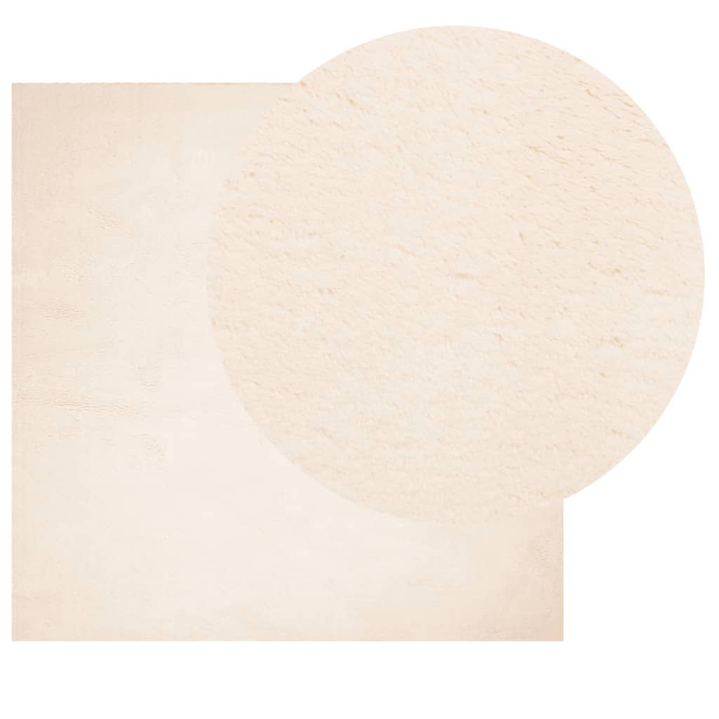 Rug HUARTE Short Pile Soft and Washable Beige 120x120 cm