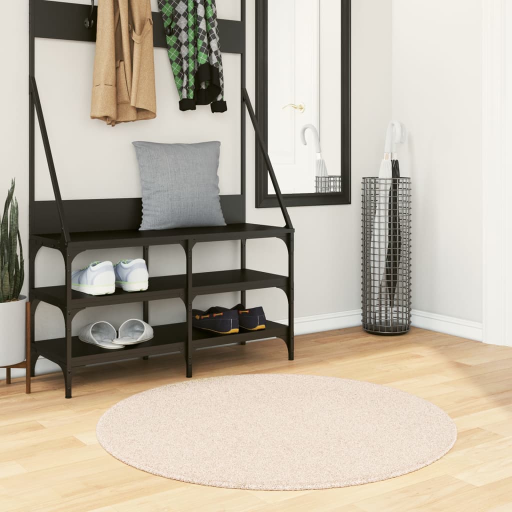 Rug HUARTE Short Pile Soft and Washable Beige Ø 100 cm