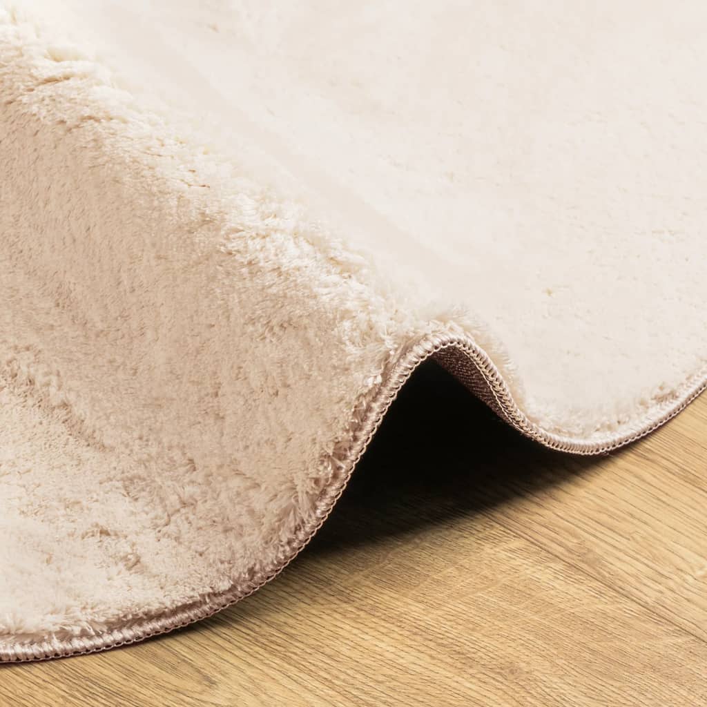 Rug HUARTE Short Pile Soft and Washable Beige Ø 200 cm